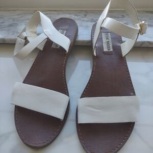 Steve Madden White Leather Sandals